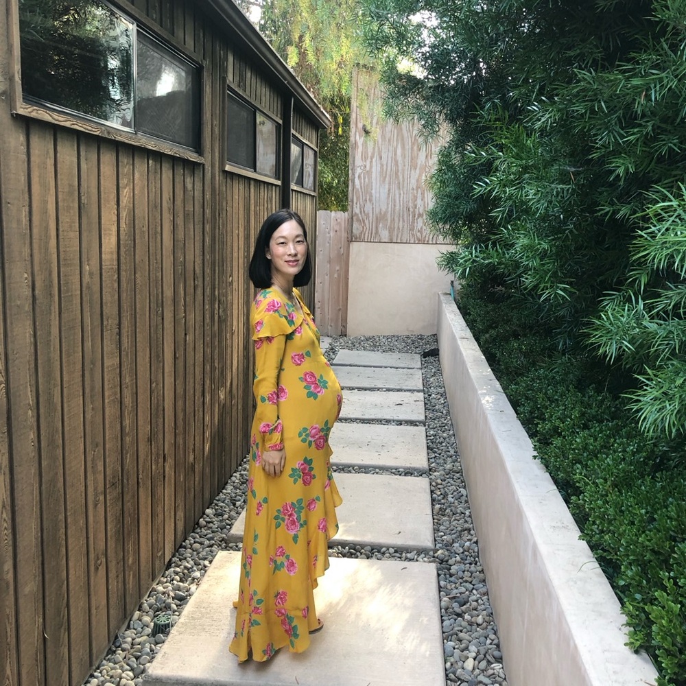 Floral Yellow Maternity Maxi Dress